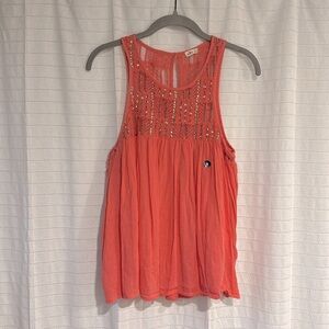Hollister Beaded Lace Coral Tank Top